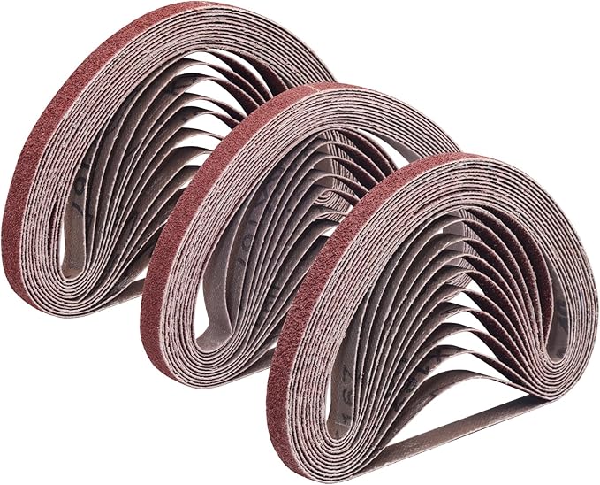 TAOKYID 36 Pack 1/2 x 18 Inch Sanding Belts for Air Belt Sander, Aluminum Oxide File Abrasive Belts 1/2-Inch x 18-Inch, 12 Each of 40/60/80 Assorted Grits 1/2x18 Sanding Belt Sandpaper