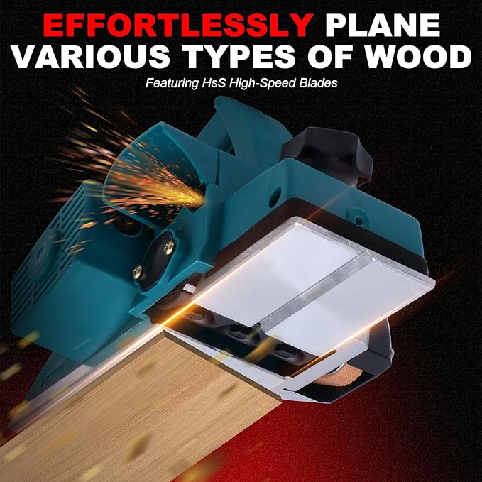 BHTOP Electric Hand Planer, Wood Planer for Woodworking, 3-1/4 Inch Corded Planer with Blades, Edge Guide（1900B）