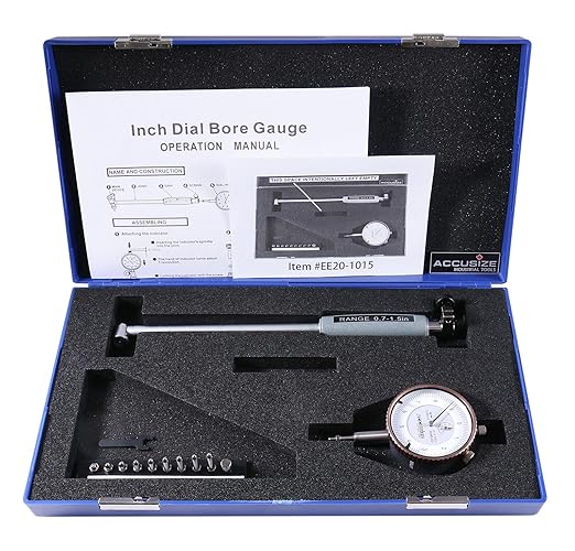 Accusize Industrial Tools 0.7-1.5'' by 0.0001'' Dial Bore Gage, Stem Length 6'', Ee20-1015