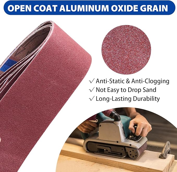 21 Pcs 3 x 24 Inch Aluminum Oxide Sanding Belt,3 Each of 40/60/80/120/180/240/400 Grits 3 x 24 Abrasive Belts for Belt Sander,Ideal for Wood Metal Paint Sanding