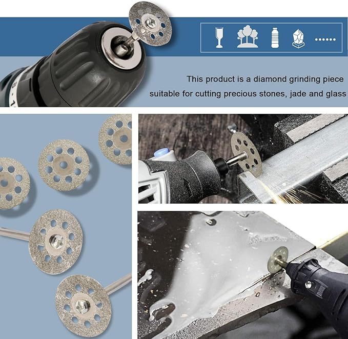 Diamond Burr Set for Dremel, Rotary Tool Diamond Cutting Wheel Stone Glass Tile Jewelry Rock Engraving Bits 1/8" Diamond Grinder Bits Set Carving Cutter Metal Engraver Kit - 32pc Set