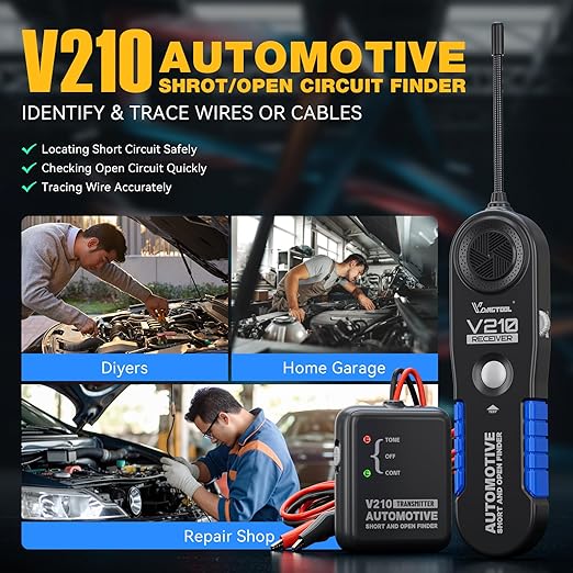 VDIAGTOOL V210 Wire Tracer Automotive Electrical Open & Short Finder Circuit Tester Wire Breaker Finder Fault Probe Cable Tracker Electrical DC 6-42V