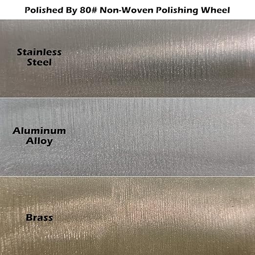 4PC 6 Inch x 2 Section Satin Non Woven Abrasive Polishing Wheel Kit for Bench Grinder, 3/8 Inch Arbor Hole, Includes Each 1PC 80#, 120#, 180# and 320#