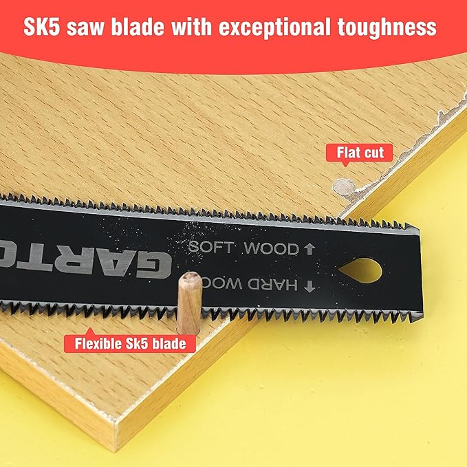 GARTOL Hand Saw for Wood Cutting, 2-Piece Japanese Pull Saw with 6-Inch Flush Cut & Double-Edged SK5 Flexible Blade & Wooden Handle, Precision Woodworking Tools for DIY, Crafting, Carpentry, Trim Work