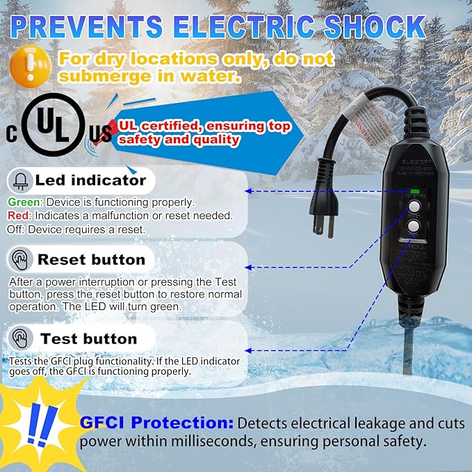 HEATIT Internal Self-regulating Heat Trace Cable for Safe Drinking Water NSF/ANSI/CAN 61 Certified In Pipe Heat Tape Pre-Assembled Pipe Freeze Protection 120V, 120FT