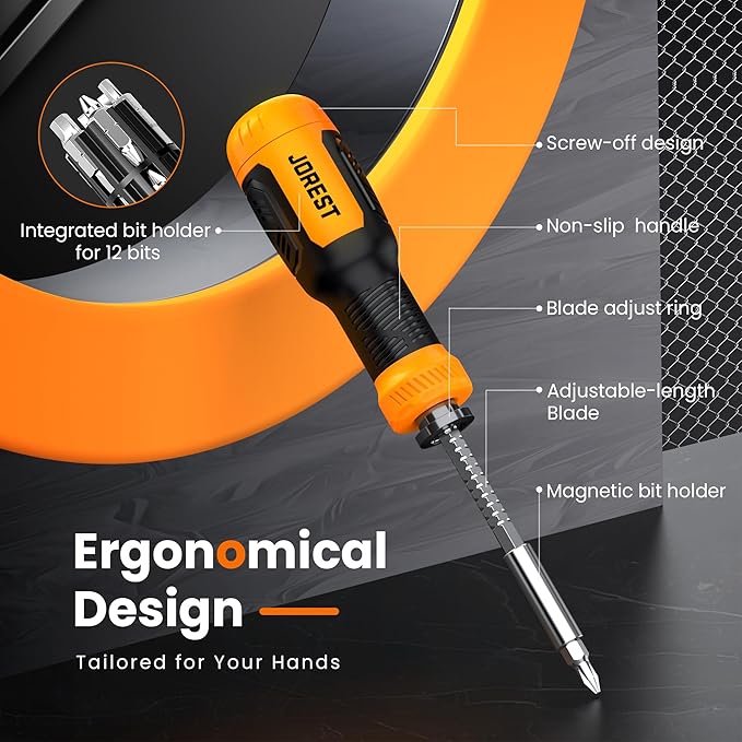 JOREST 25 in 1 Multi Bit Screwdriver Set, Portable Multi Screwdriver Tool All in One, Tool Gifts for Men, Magnetic Screw Driver with Torx Philips Hex Slotted Square, Repair Kit for Bicycle, Toys