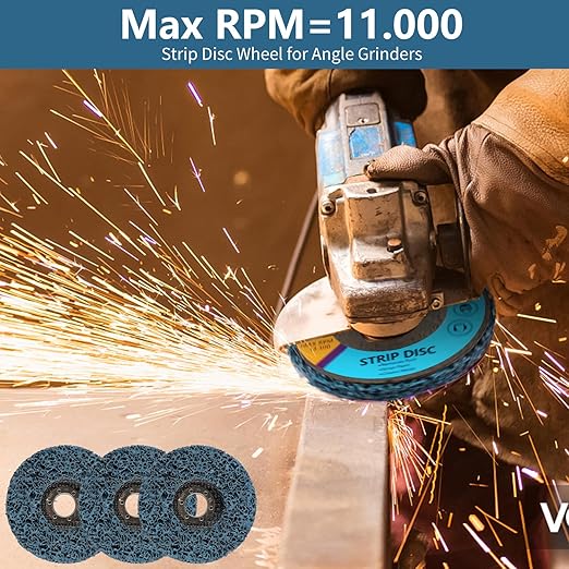 10 Pack 4-1/2" x 7/8" Strip Discs Stripping Wheel, 4.5 inch Rust Remover Discs for Angle Grinder,Clean and Remove Paint Coating Rust Welds Oxidation(Blue)