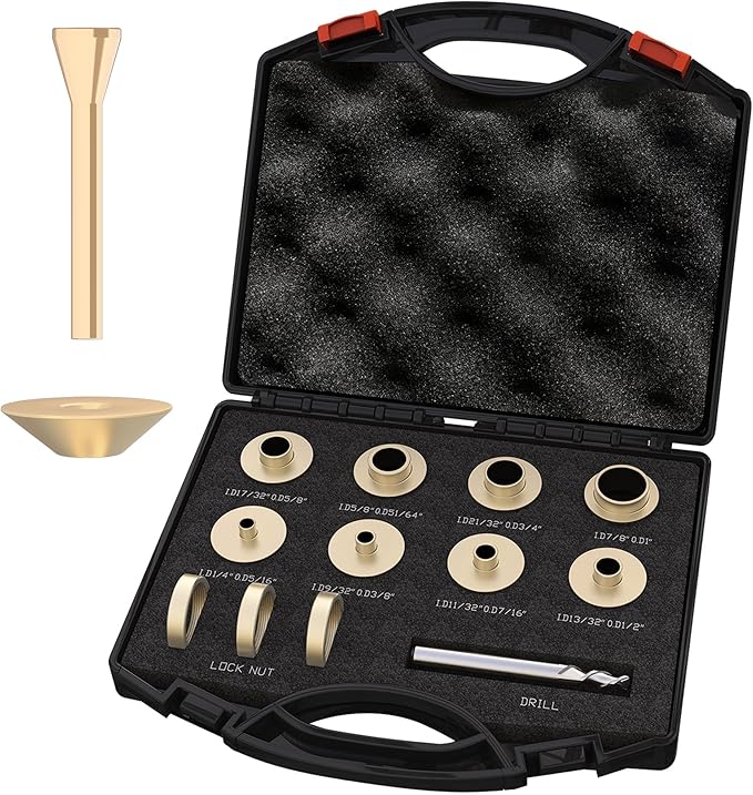 13 Pcs Precision Brass Router Template Bushing Guides Sets, Router Guide Bushing with Carrying Case