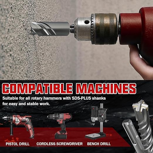 CSOOM SDS Plus Rotary Hammer Drill Bit 1-1/8"x18.11", Professional Concrete Drill Bit for Concrete, Brick, Stone and Cement Walls