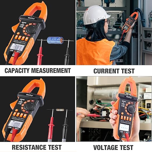 Clamp Meter Digital, AC/DC Current, Electrical Tester Digital, True RMS 4000 Counts, Auto-Ranging Measures AC/DC Voltage, Continuity, Frequency, Capacitance, Resistance, Duty-Cycle, Diodes