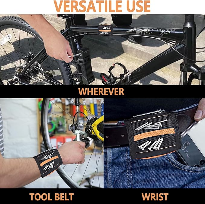 Magnetic Wristband for Tools, Screws, Nails and Drill Bits, Magnetic Wrist Band Made from 15 Strong Magnets, Wrist Magnetic Screw Holder, Tool Gifts for Men, Dad, Husband, Grandpa, Handyman