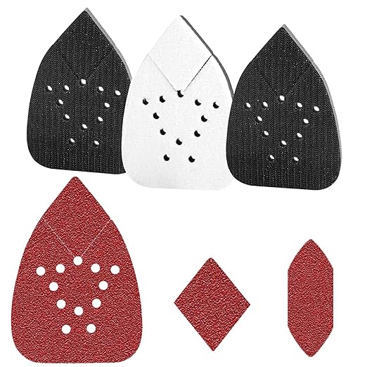 120pcs Mouse Sander Sandpaper and 3pcs Sanding Interface Pad, Detail Sander Sanding Sheets, Sanding Paper 60-240 Grit - FBD123