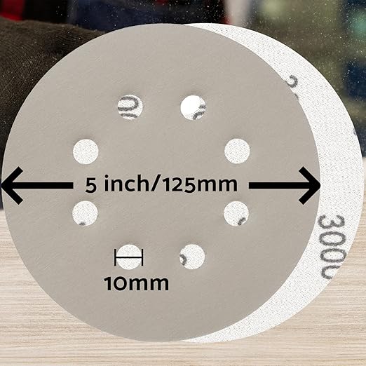 5 inch Wet Dry Sanding Discs Hook & Loop 54 pcs, 80 120 180 220 400 600 1000 2000 3000 Grit Silicon Carbide Orbital Sander Sandpaper Assortment with Tack Cloth, Automotive Wood Metal S&F STEAD & FAST