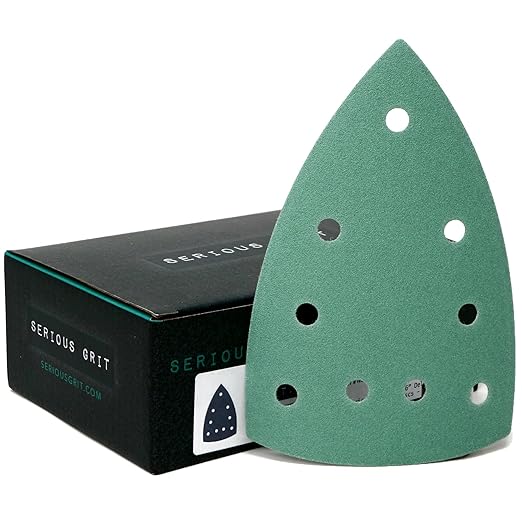 150 Grit 4" x 6" Delta (100mm x 150mm) Triangle Sanding Sheets - Fits Festool DTS 400 & Mirka DEOS Delta Sanders - Heavy-Duty Hook & Loop Film Sandpaper for Detail Sanders - 50 Pack Box