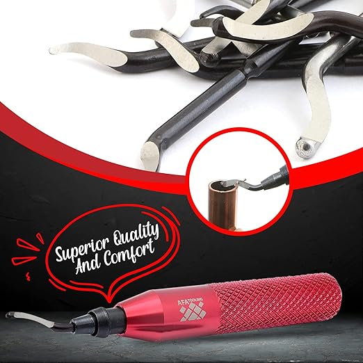 AFA Tooling - Deburring Tool with 21 High Speed Steel Blades - Works on Metal, Resin, PVC Pipes, Copper, Plastic and 3D Printed Edges - Plumbing & 3D Printing Burr Removal Reamer Tool