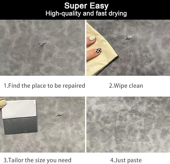 Leather Repair Patch Self-Adhesive Leather Patches for Furniture Couch Sofa Car Seats, PU Vinyl Leather Repair Tape Kit to Fix Office Chairs, Cabinets, Handbags (17 * 79 inch, Light Gray)
