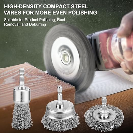 10Pcs Professional Wire Brush for Drill, Carbon Steel Wire Cup Brush for Drill, Drill Wire Brush for Cleaning Rust, Wire Brush Drill Attachments with 1/4 Inch Hex Shank