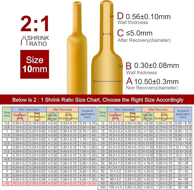 Chanzon 3/8 inch (10mm) Yellow Heat Shrink Tubing 80Ft Roll 2:1 Ratio Polyolefin Sleeving Wrap 1pcs