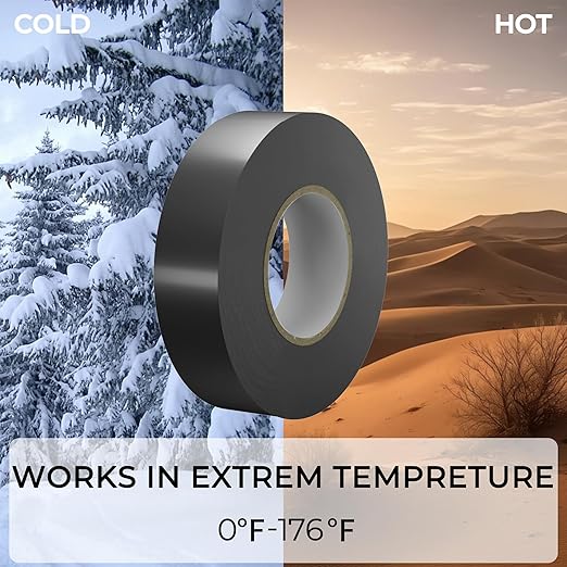 SWRT 0.75 in x 66 FT Black Electrical Tape Waterproof, 3 Pack High Temp Electric Tape Under 600V for All Weather - UV Protection - Flame Retardant
