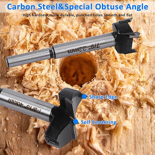 Forstner Bit Set for Woodworking 5PCS Wood Drill Bit Set Hole Saw Woodworking Tools Carbon Steel Forstner Bits for Hard Wood Plastic Plywood MDF