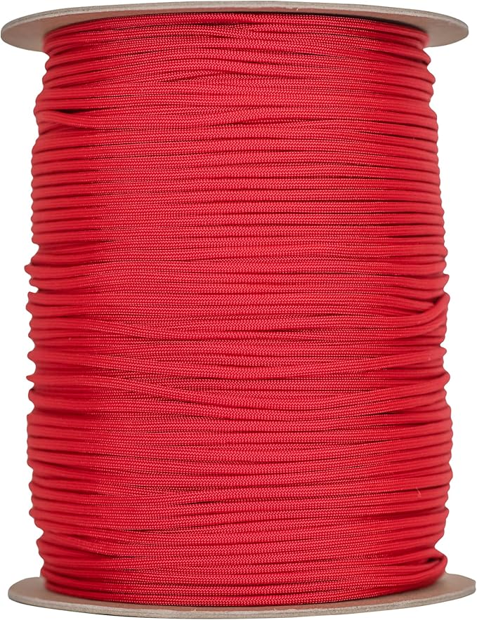 The Paracord Store | Type III 550 Paracord - 1000 FT Spool, Imperial Red | Heavy Duty 7 Strand Tactical Paracord - USA Made Nylon Outdoor Parachute Cord for Camping, Fishing & More - Survival Cord
