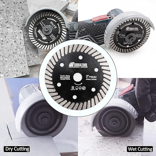 SHDIATOOL Tile Diamond Saw Blade,5Pcs 3In/75mm x Arbor 3/8In/10mm for Ceramic,Hard Porcelain,Glazed Tiles Dry Cutting disc
