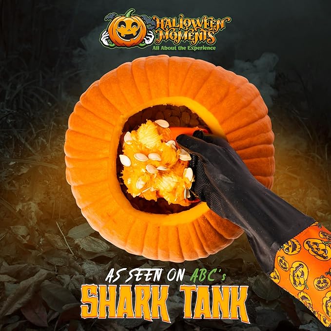 Pumpkin Scraper Glove – As Seen On Shark Tank - Mess Free and Fun Pumpkin Carving Kit – Carve and Clean Jack-O-Lantern Guts with Ease and Zero Mess on Your Hands! (Kids Kit)
