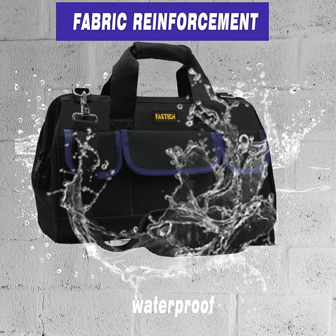 22 Inch Tool Bag, Waterproof Wide Mouth Tool Kit, Heavy Duty Tool Bag Organizer With Shoulder Straps, Tool Storage Package For Men/Women (22IN DarkBlue)