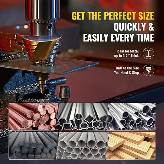 ZELCAN Large HSS Spiral Groove Step Drill Bit, 12 Sizes Titanium High Speed Steel 1/4" to 2-3/8" Drill Bit for Sheet Aluminium Metal Wood Hole Drilling, Big Multiple Hole Stepped Up Bit for DIY Lovers