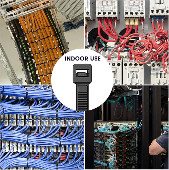 Zip Ties, RAZCC 1200pcs Black Cable Zip Ties 16 Inch, Heavy Duty Plastic Wire Ties with 50lb Tensile Strength, Self-Locking Black Nylon Tie Wraps for Indoor and Outdoor