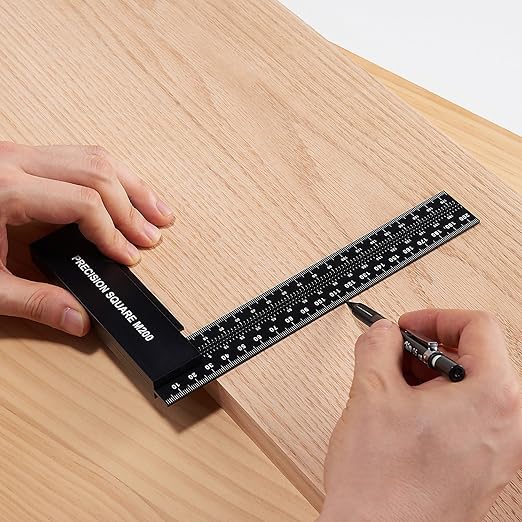Precision Square Ruler for Measuring and Marking - Aluminum Steel Framing Tool for Professional Carpentry Use (MM Set 100 & 300)