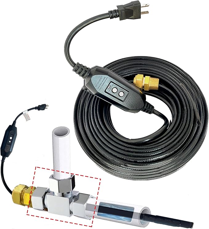 MAXKOSKO Inside the Pipe Self Regulating Heating System, CSA Certified Freeze Protection Heating Cable for Portable Water Pipes from Lakes, Reservoirs, Wells or Springs, etc.5Ft 120V