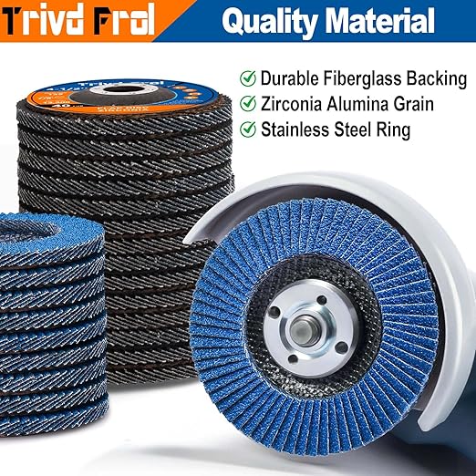 Flap Discs 4 1/2" for Angle Grinder - Trivd Frol 4 1/2 Flap Disc 40 Grit T29 Grinding Wheel, 7/8 Inch Zirconia Abrasive Angle Grinder Sanding Disc for Metal, Wood, Stainless Steel Finishing- 80 Pack