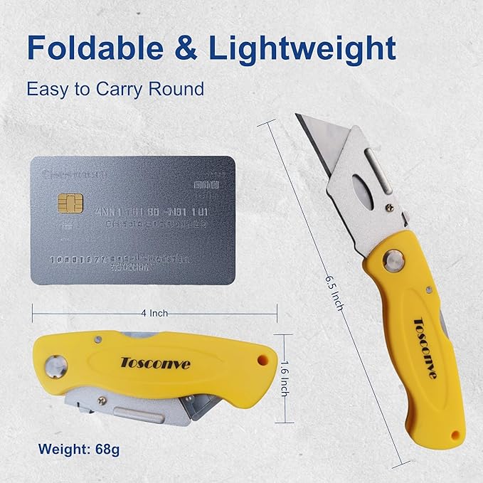 4-Pack Folding Utility Knife Box Cutter with Extra 20 Razor Blades, Elegant Razor Blade Knife Utility Knives Without Clip for Home Office, Box Opener for Cartons Boxes Cardboard Plastic