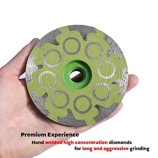 4 in.x 5/8-11 in. Smooth Grinding Resin Filled Diamond Cup Wheel for Angle Grinder, Resin Filled Diamond Grinding Wheel for Granite Marble Engineered Stone