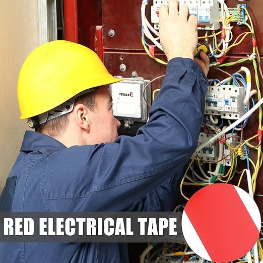 Treela 20 Rolls Electrical Tape 3/4 Inch Waterproof Vinyl Electrical Insulating Tape Flame Retardant Indoor Outdoor High Temperature Resistance Accessory for Wire and Cable(Red,66 ft)