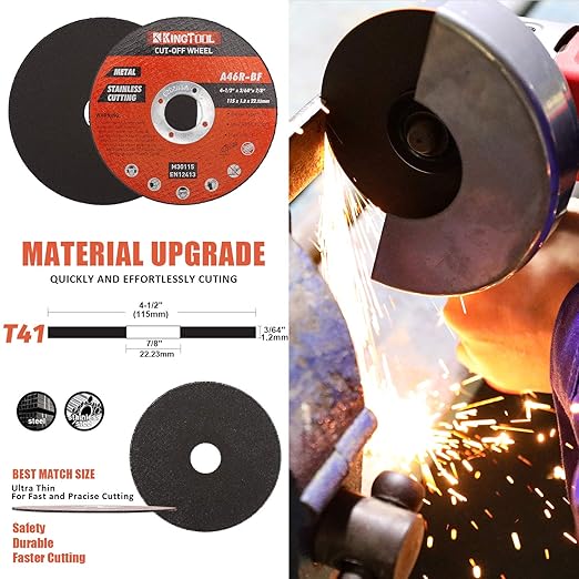 KingTool 27pcs Angle Grinder Wheel Set, Grinder Disc Set Includes 20pcs Cutting Wheel, 5pcs Grinding Wheel, 2pcs Flap Discs with 4-1/2" Diameter and 7/8" Arbor for Steel and Stainless Cutting Grinding