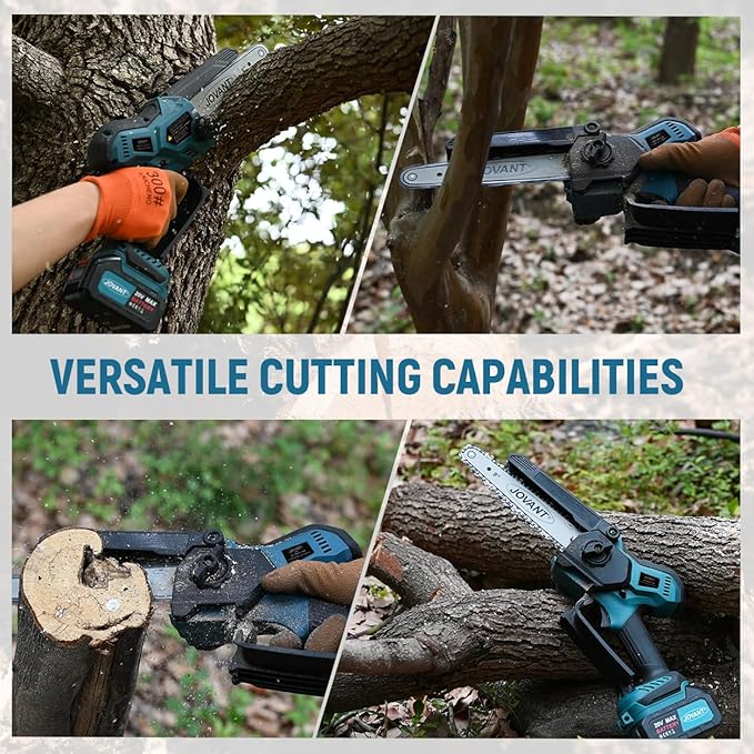 2-in-1 Chainsaw,Cordless Pole Saw,8 Inch&6 Inch Chain Saw with 4A Rechargeable Battery,Battery Powered Handheld Chainsaw for Tree Trimming and Wood Cutting