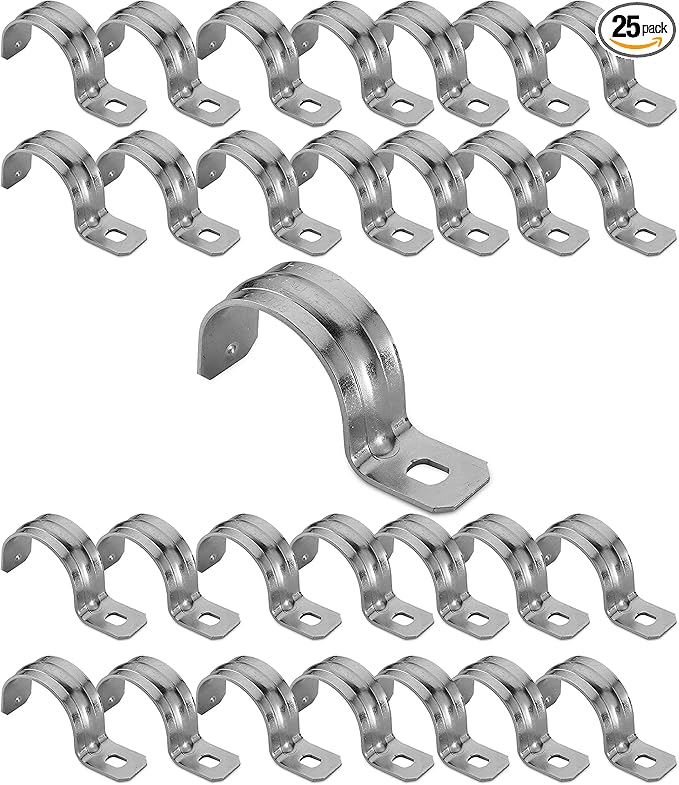 OhLectric OL-43077 Heavy Duty Rigid Pipe Strap - Sturdy One Hole Steel Straps - Zinc Plated Steel - Reinforced Rib - Corrosion Resistant - Easy to Install - 1-1/4Inches (Pack of 25)