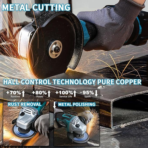 20V Cordless Angle Grinder, 4" and 4-1/2" Electric Angle Grinder Kit, 8500RPM Power Grinder Brushless Motor for Cutting/Sharpening/Removing Rust -JOVANT (No Battery)