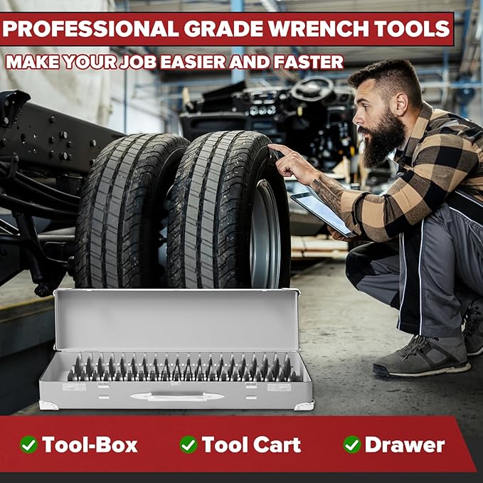40PCS Magnetic Wrench Organizer Wrench Holder - Wrench Tool Organizers for Tool Drawer Storage, Wrench Storage Set with Metric & SAE Label, Wrench Rack Tool Gift for Professional Mechanics Men, Black