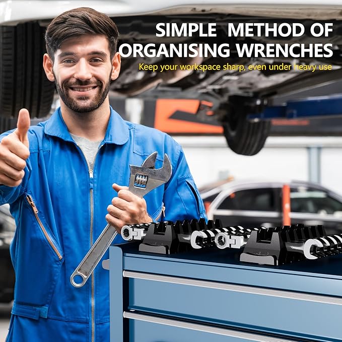 24PCS Magnetic Modular Wrench Organizer Set - Tool Drawer Storage Rack with Metric & SAE Labels, Wrench Holder with Magnet, Perfect Tool Gift for Men, father, boyfriend, DIYers & Mechanics (Red)