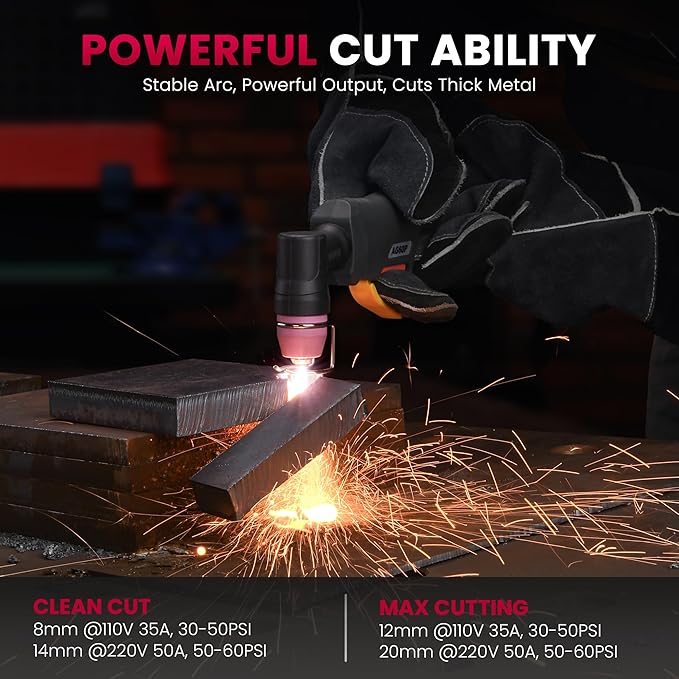 Plasma Cutter, [Pilot Arc][Large LED Display][Air Sensor] 50A bestarc Plasma Cutter Machine 110/220V Dual Voltage, 1/2 Inch Clean Cut 4/5 Inch Max Cut, Post Flow Mesh, 2T/4T for Beginners DIY