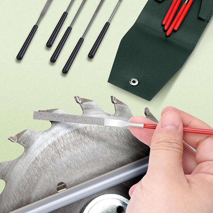 5pcs Mini Diamond Needle Files and 5pcs Mini Steel Needle Files,Packed in Synthetic Leather Case,for high Precision Sanding Work on Wood,Plastic,Metal and Jewelry Carving
