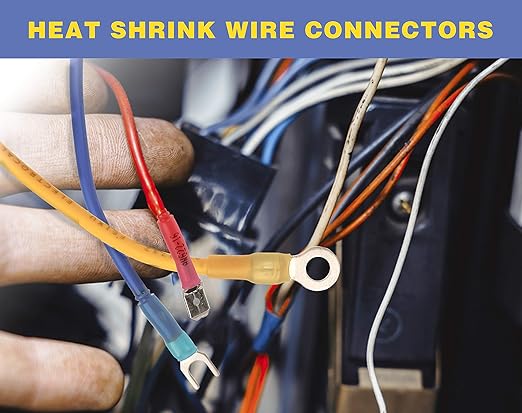 haisstronica 280PCS Marine Grade Heat Shrink Wire Connectors-Electrical Connectors Kit of Tinned Red Copper,Crimp Insulated Ring Fork Spade Butt Splice(3Colors/21Size) 16-14 22-16 12-10 Gauge