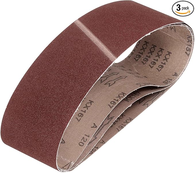 HARFINGTON 4 x 48 Inch Sanding Belts, 3 Pcs 120 Grit Aluminum Oxide Abrasive Belt Sander File Belt for Woodworking, Metal Polishing, Knife Sharpener