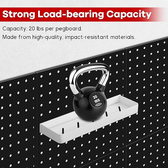 4 Pack Black Metal Pegboard Panels, Heavy Duty Steel Peg Boards Wall Organizer with Screw, Anchors and Washer Accessories for Garage, Tool Storage, Office Organization, Craft Room, Kitchen