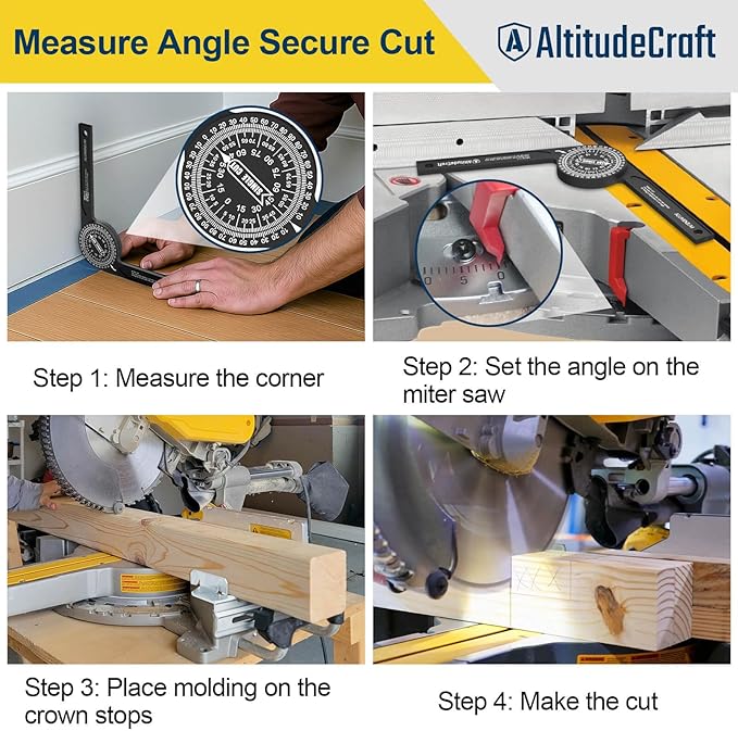 Miter Saw Crown Stops & Protractor Set – Precision Angle Tool Kit for Accurate Crown Molding, Trim, and Carpentry Work