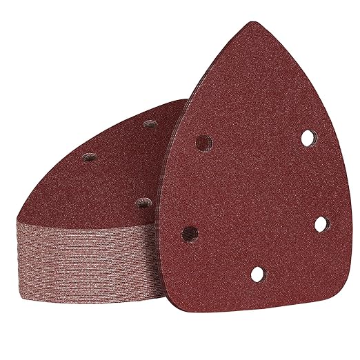 120 Grit Mouse Sander Sandpaper, Jamiikury 5 Hole Detail Sander Sandpaper Palm Sander Paper Mouse Sanding Pads Hook and Loop Sanding Sheets - Pack of 50