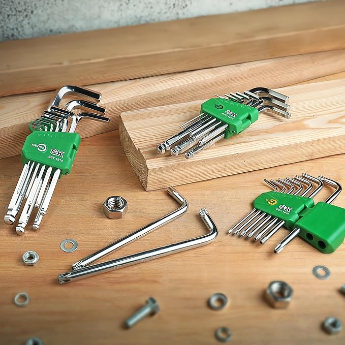 SK 9-Piece Allen Wrench Set, Hex Key Set, SAE Ball End Hex L-Key, S2 Steel